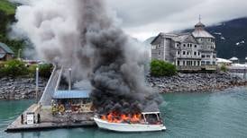 Fire at Whittier fuel dock injures 2, sinks boat
